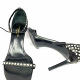 Saint Laurent Women's Black Size 38.5/8.5 Ankle Strap Leather Studded Sandals