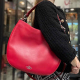 Coach Nomad Red Hobo Leather Shoulder Bag