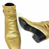 Saint Laurent Wyatt 40 Women's Gold Size 38/8 Ankle Leather Metallic Boots