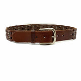 Brown Woven 30" Studded Leather Belt