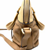 Chloe Brown  Beige Half Dome Color Block Pebbled Leather Satchel