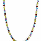 Estate 925 Sterling Silver Multi-Color Tennis 17" semi-precious Necklace