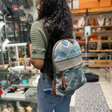 Myra Bags Canvas Blue / Gray Geometric BackPack