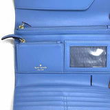 Kate Spade Blue Foldover Croc Embossed Wallet