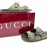 Gucci Rhein Men's Green Shoe Size 9.5 Slide Canvas GG Sandals