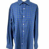 Tommy Hilfiger Men's Blue Green Size L Button Down Plaid Long Sleeve Shirt