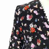 The Kooples Women's Black Size M Short Sleeve Silk Floral Dress