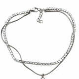 Diamonique Stainless Steel Silver tone 12.5" Tennis Cubic Zirconia Anklet