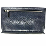 Henri Bendel Empire Pouch Black Zip Monogram Leather Clutch