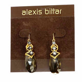 Alexis Bittar Lucite Gray Gold Tone Dangle Teardrop Earrings