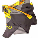 LANCEL Black / Gold Square 34 in Equestrian Scarf