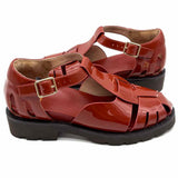 Bared Footwear Women's Burnt Orange Size 34/4 Fisherman Patent Leather Sandals