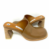 Miista Women's Beige Size 40/9.5 Block Heel Leather Mules