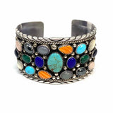 James Shay Sterling Multi-Color Cuff Navajo Gemstone Bracelet