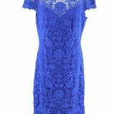 TADASHI SHOJI Women's Royal Blue Size 12 sheath Lace Dress