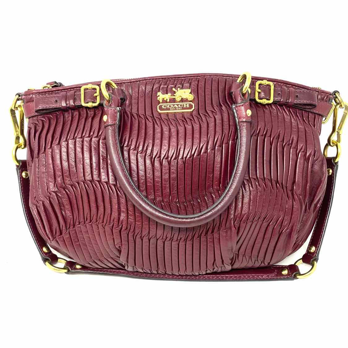 Coach Limited Edition Madison Gathered Sophia Burgundy Pleated Leather Satchel