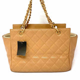 Chanel 2000-02 Timeless Petite Shopper Cream Quilted Caviar Leather Tote
