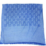 Gucci Wool Silk Blue 70" Monogram Made in Italy Scarf