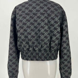 Fendi FF-Karligraphy Women's Black Size M Bomber Canvas Monogram Jacket