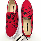 Alexander McQueen McQ Women's Red Black Size 40/10 Canvas Swallow Sneakers