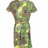 ELLEN TRACY Women's Multi-Color Size 8 Short Sleeve Abstract Belted Dress