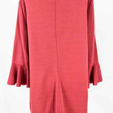 ST. JOHN Women's Red Size 12 Boatneck Ruffled Long Sleeve