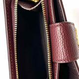 Coach Medium Corner Burgundy Compact Pebbled Leather Wallet