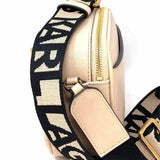 Karl Lagerfeld Beige Camera Bag Charm Crossbody