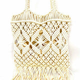 Crochet Beige Tassel Tote