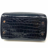 Michael by Michael Kors Grayson Black Boston Croc Embossed Leather Satchel