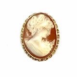 A & Z 14k Gold Orange Oval CAMEO Shell Brooch