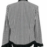 Joseph Ribkoff Women's Black White Size 8 Open Front Gingham Jacket