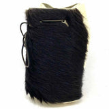 Calf Hair Black White Drawstring Cow Bucket Bag