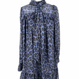 Kate Spade Women's Black Navy Size M Ruffled Leopard Print Dress