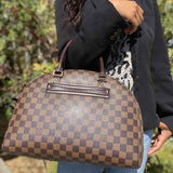 LOUIS VUITTON Coated Canvas Brown Dome Damier Ebene Satchel
