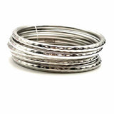 Roberto Coin Set of 5 .925 Sterling Silver Hammered Bangle Jewelry Set