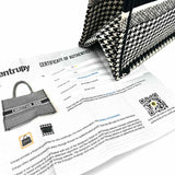 Christian Dior Embroidered Medium Book Bag Canvas Black White Houndstooth Tote