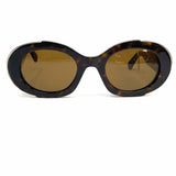 Alexander McQueen Brown Black Oval Tortoise Sunglasses