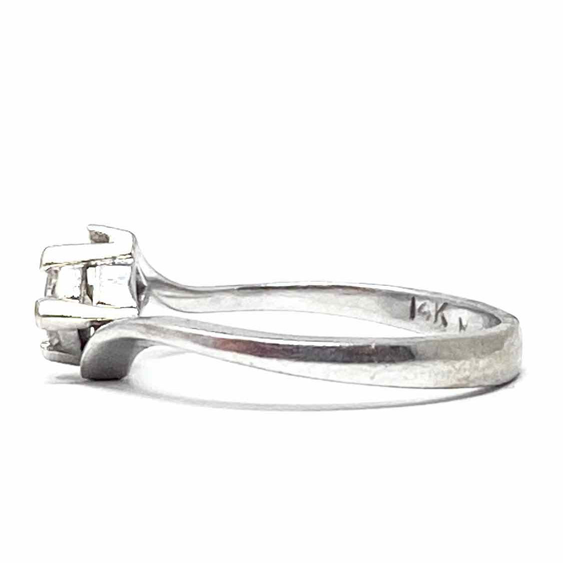 Estate 14K White Gold Size 5 Geometric Square Diamond Ring