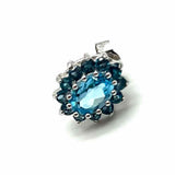 Estate 925 Sterling Silver Blue Stud Cluster Topaz Earrings