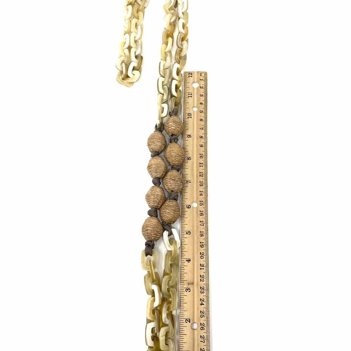 Anthem Gray Horn and Leather Beads Necklace