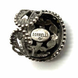 SORRELLI Adjustable Silver tone Crystal Vintage Ring