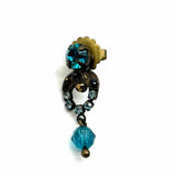 SORRELLI Bronze Tone Blue Dangle Crystal Earrings