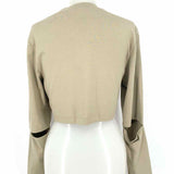 JACQUEMUS Le Tshirt Pino Khaki Size M Crew Neck Cut Out Cotton Crop Long Sleeve