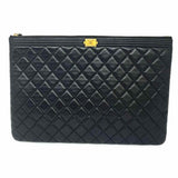 Chanel 2017-18 Boy O Case Black Quilted Lamb Leather Made in Italy Clutch