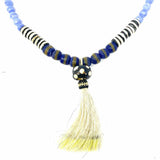 Theodosia Light Blue Beaded 21" Tassle Necklace