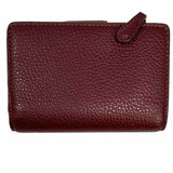 Coach Medium Corner Burgundy Compact Pebbled Leather Wallet