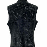 My Tribe Women's Black Size M Asymmetrical Suede Perforated Vest