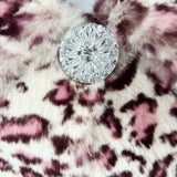 John Carlisle Women's White Purple Size M Collared Rabbit Fur Jacket