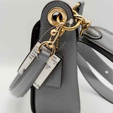 Coach Kleo 17 Gray Saddle Bag Buckle Leather Crossbody